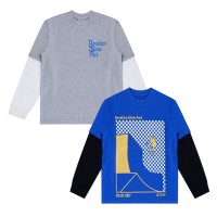 юношеска,тениска,разпродажба,firetrap,детски,тениски,детски,облекла,firetrap,2,pack,long,sleeve,t,shirts,juniors,grey,blue