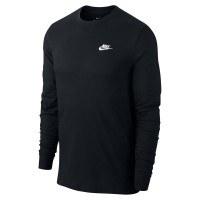 тениска,разпродажба,nike,мъжки,тениски,nike,sportswear,club,men's,long,sleeve,t,shirt,black,white