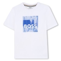 юношеска,тениска,детски,облекла,boss,woven,cloud,logo,t,shirt,juniors,white