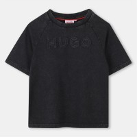 тениска,детски,облекла,hugo,hugo,logo,t,shirt,jn54,black,09b