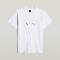 тениска,облекла,на,разпродажба,мъжки,тениски,g,star,handwriting,back,print,loose,t,shirt,white