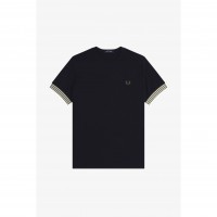 тениска,мъжки,тениски,fred,perry,stripe,cuff,t,shirt,black,184
