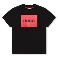 юношеска,тениска,детски,облекла,hugo,cotton,large,box,logo,t,shirt,juniors,black,09b