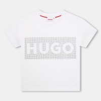 юношеска,тениска,детски,3/4,панталони,hugo,big,logo,t,shirt,juniors,white,10p