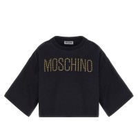 юношеска,тениска,детски,3/4,панталони,moschino,stud,logo,t,shirt,juniors,black,60100