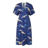 рокля,дамски,якета,и,палта,yumi,yumi,green,crane,print,kimono,midi,dress,blue