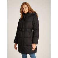дамски,якета,и,палта,calvin,klein,jeans,logo,belt,long,puffer,ck,black