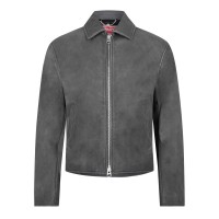 яке,мъжки,якета,kenzo,men's,washed,leather,long,sleeve,leather,jacket,grey
