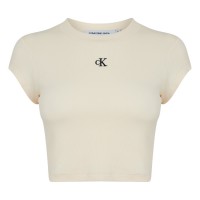 тениска,дамски,топове,calvin,klein,jeans,calvin,klein,mono,rib,cropped,t,shirt,vanilla