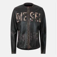 яке,мъжки,якета,diesel,leather,logo,jacket,black,black