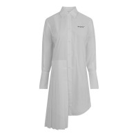 рокля,дамски,ризи,off,white,diagonal,plisse,shirt,dress,white,black