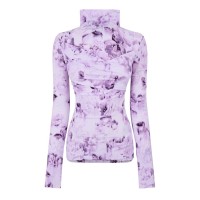 дамски,топове,off,white,women's,floral,long,sleeve,top,floral,design,violet