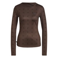 блуза,с,яка,дамски,топове,adidas,originals,women's,all,over,print,long,sleeve,polo,shirt,brown