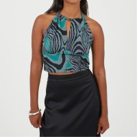 дамско,лятно,бельо,дамски,топове,дамско,бельо,brave,soul,womens,halter,neck,jacquard,top,black,green