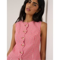 дамски,елек,дамски,топове,nobodys,child,womens,red,gingham,waistcoat,red