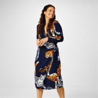 рокля,дамски,поли,и,рокли,biba,biba,kimono,wrap,dress,big,cat,print