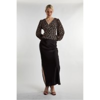 дамски,тениски,дамски,топове,glamorous,black,ditsy,print,button,front,top,black