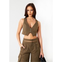 елек,дамски,топове,дамски,потници,missy,empire,front,waistcoat,khaki