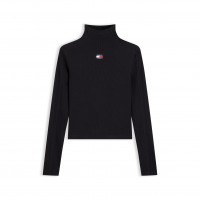 дамска,тениска,дамски,топове,tommy,jeans,women,s,badge,cotton,roll,neck,long,sleeve,t,shirt,black