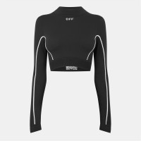 къса,блуза,дамски,топове,off,white,women's,seamless,long,sleeve,crop,top,black