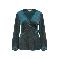 дамски,топове,yumi,yumi,green,sparkle,velvet,wrap,top,green,velvet