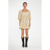 дамски,поли,и,рокли,glamorous,beige,cream,check,square,neck,smock,mini,dress,beige