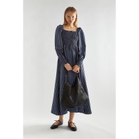 дамски,поли,и,рокли,glamorous,stripe,shirred,midi,dress,blue