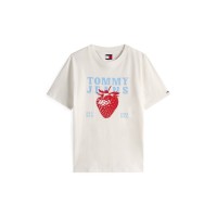 тениска,дамски,топове,tommy,jeans,tj,strawbs,tee,ld53,ecru