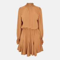 рокля,дамски,поли,и,рокли,ax,paris,camel,high,neck,shirred,detail,skater,dress,neutral