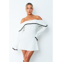рокля,дамски,поли,и,рокли,missy,empire,trim,fold,over,mini,dress,white