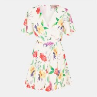 рокля,дамски,поли,и,рокли,ax,paris,cream,floral,printed,wrap,top,skater,dress,cream