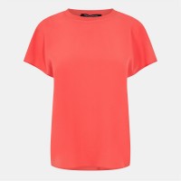 тениска,дамски,топове,french,connection,women's,crepe,crew,neck,regular,fit,t,shirt,cayenne,red