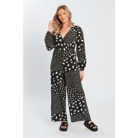 дамски,поли,и,рокли,influence,v,neck,jumpsuit,ld99,black,white