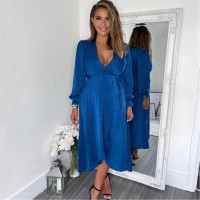 рокля,дамски,поли,и,рокли,ax,paris,and,black,printed,wrap,midi,dress,blue