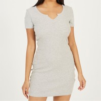 дамски,поли,и,рокли,brave,soul,dress,with,notch,neck,grey,marl