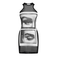 дамска,рокля,jean,paul,gaultier,women,s,eyes,lips,mini,dress,black,grey,wht