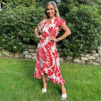 рокля,дамски,поли,и,рокли,ax,paris,print,wrap,over,high,low,frill,hem,midi,dress,burnt,orange
