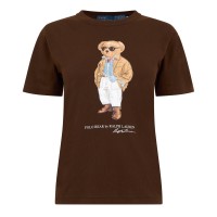 тениска,дамски,топове,polo,ralph,lauren,women's,bear,t,shirt,dark,brown