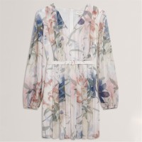 рокля,дамски,поли,и,рокли,ted,baker,ted,baker,floral,pleated,long,sleeve,mini,dress,pink