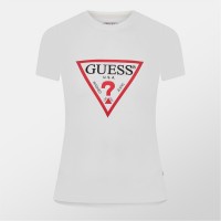тениска,дамски,топове,guess,triangle,logo,t,shirt,pure,white