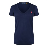 тениска,дамски,топове,polo,ralph,lauren,women's,v,neck,t,shirt,cruise,navy
