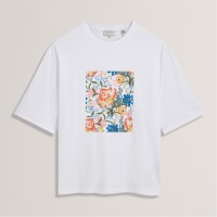 тениска,с,щампа,дамски,тениски,дамски,топове,ted,baker,ted,baker,graphic,print,tee,white