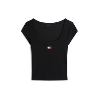 тениска,дамски,топове,tommy,jeans,women's,slim,fit,t,shirt,black