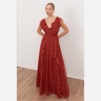 рокля,дамски,поли,и,рокли,anaya,with,love,anaya,with,love,recycled,chilli,red,plunge,neck,waterfall,ruffle,maxi,dress,chilli,red