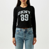 тениска,дамски,топове,dkny,women's,logo,long,sleeve,t,shirt,black,white