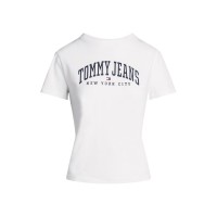 тениска,дамски,топове,tommy,jeans,varsity,style,short,sleeved,t,shirt,white