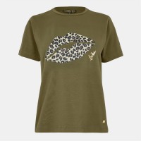тениска,дамски,топове,biba,logo,t,shirt,khaki,lips