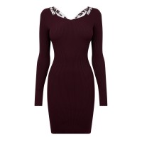 рокля,дамски,поли,и,рокли,дамски,плетени,дрехи,off,white,logo,band,long,sleeve,racerback,dress,violet