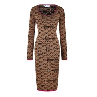 рокля,дамски,поли,и,рокли,дамски,плетени,дрехи,off,white,monogram,logo,print,dress,brown,black