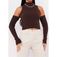 дамски,топове,missy,empire,rib,off,the,shoulder,top,chocolate